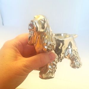 Ceramic Cocker Spaniel Vase Gold Tone